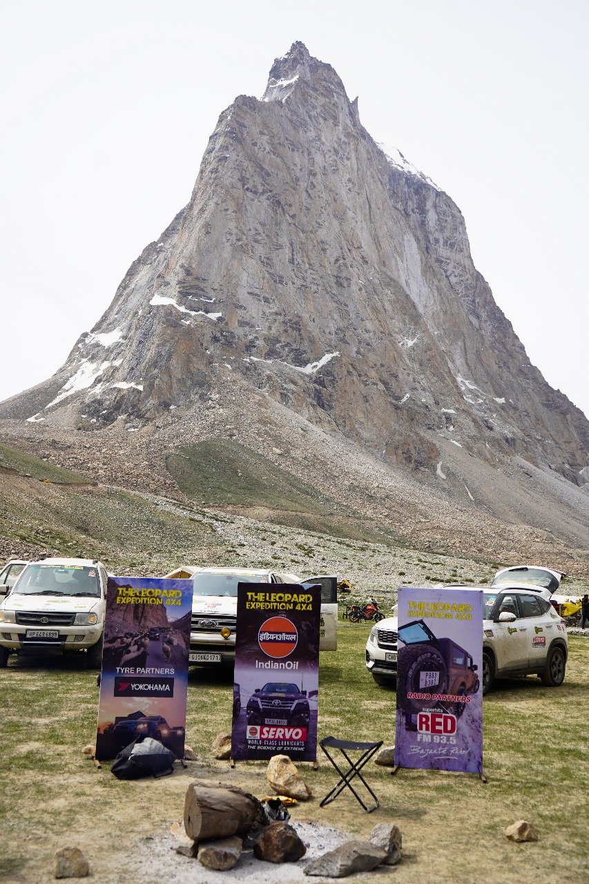 Expedition camp under alpine sky